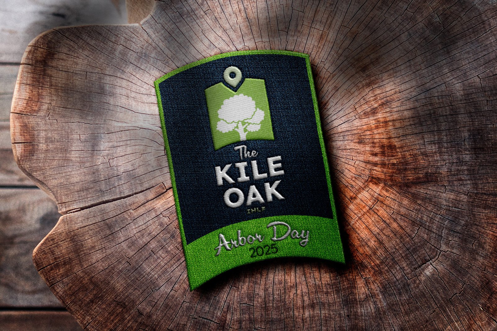 The Kile Oak embroidered patch design for Irvington Historic Landmarks Foundation