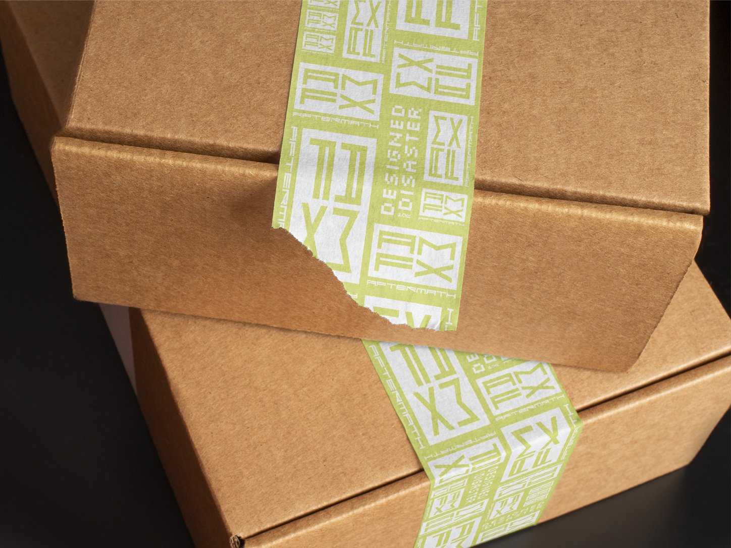 AMFX branded packaging tape on boxes example