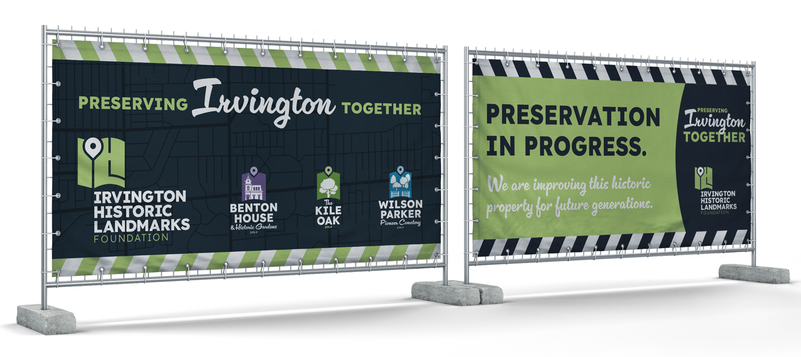 Irvington Historic Landmarks Foundation construction fencing banner example