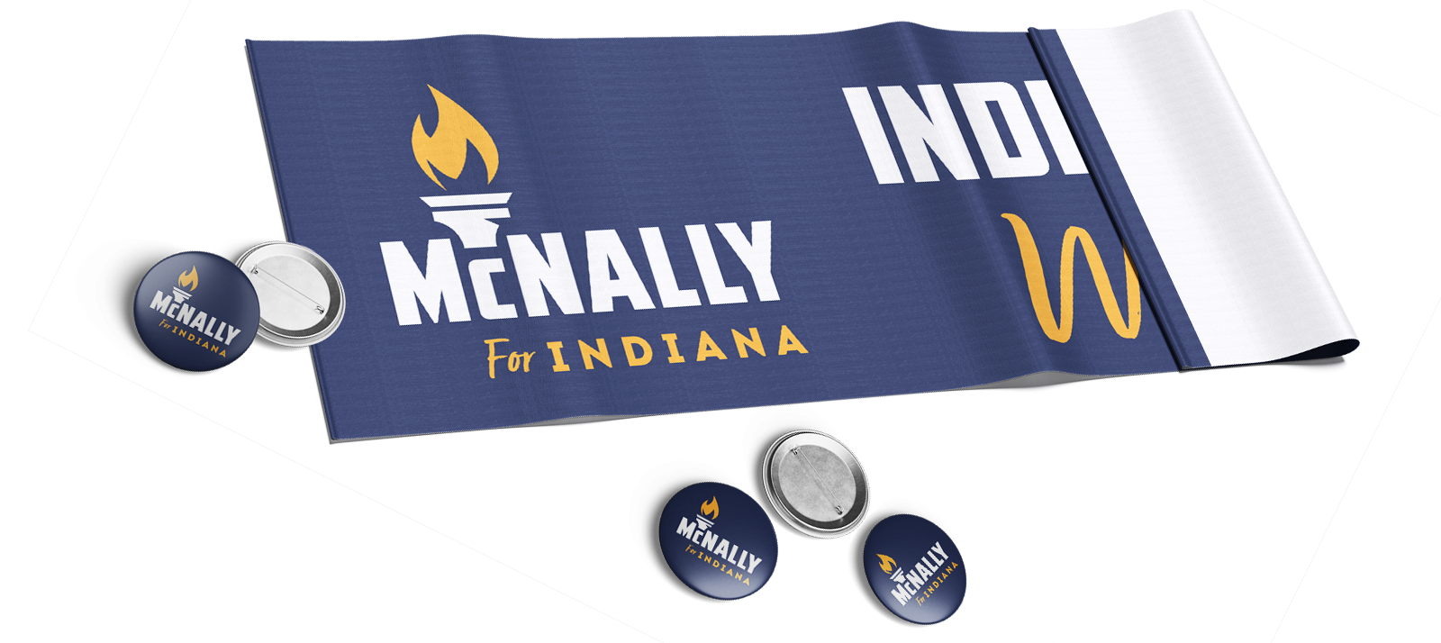 McNally for Indiana banner and buttons example